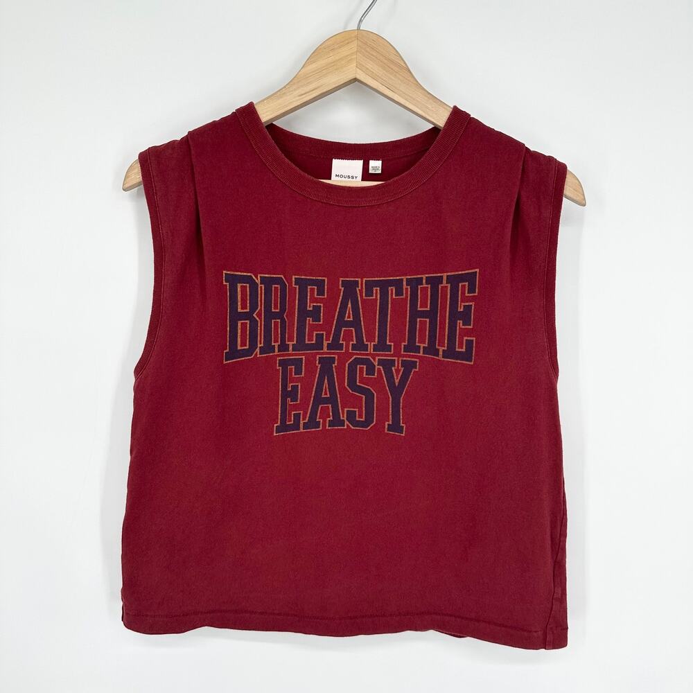 MOUSSY Vintage Graphic Print Muscle Tee Cropped Sleeveless Tank Top - Picture 11 of 11
